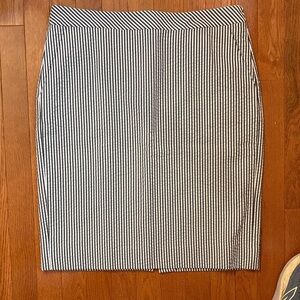 J. Crew Charcoal and White Striped Pencil Skirt